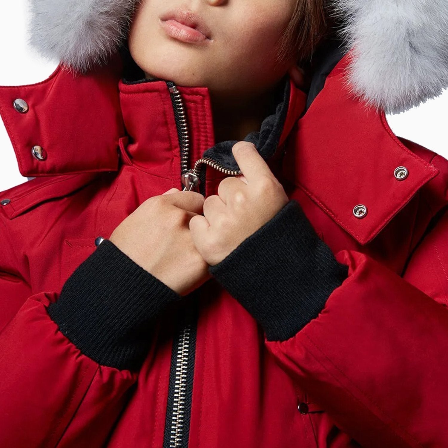 Moose Knuckles Kid's Bomber Jacket With Fur Hood - Color: Brit Blue, Arctic Rose, Red, Black, Deep Red, Black white - Kids Premium Clothing -