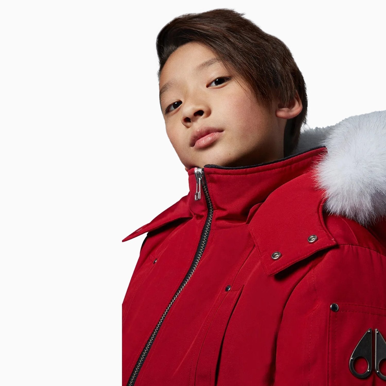 Moose Knuckles Kid's Bomber Jacket With Fur Hood - Color: Brit Blue, Arctic Rose, Red, Black, Deep Red, Black white - Kids Premium Clothing -