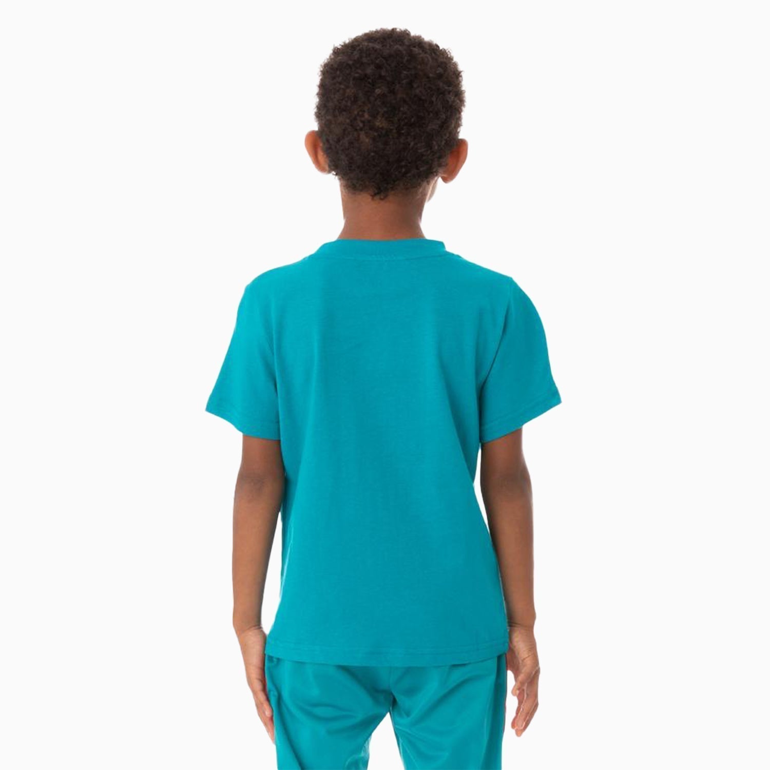 Kid's Logo Tape Bant T-Shirt - Color: BLUE GREEN - Kids Premium Clothing -