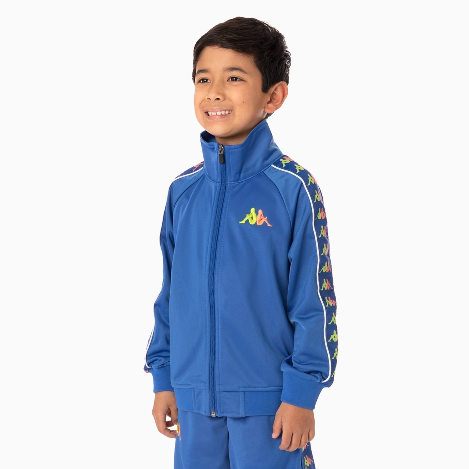 Kappa | Kid's 222 Banda Carambie Tracksuit - Color: WHITE FUCHSIA BLUE YELLOW, BLUE GREEN ORANGE GREY - Kids Premium Clothing -
