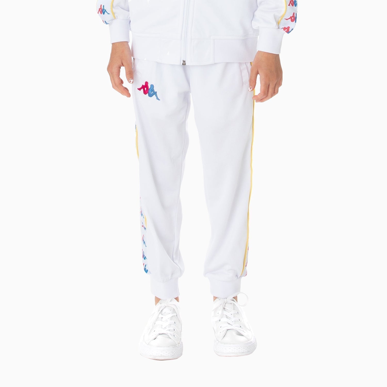 Kappa | Kid's 222 Banda Carambie Tracksuit - Color: WHITE FUCHSIA BLUE YELLOW, BLUE GREEN ORANGE GREY - Kids Premium Clothing -