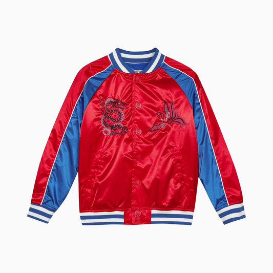 Kenzo Kid's Dragon Logo Bomber Jacket - Color: Red - Kids Premium Clothing -