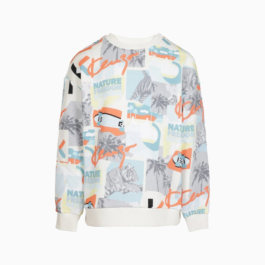 Kenzo Kid's Urban D3 Graphic Printed Sweatshirt - Color: Naturel - Kids Premium Clothing -