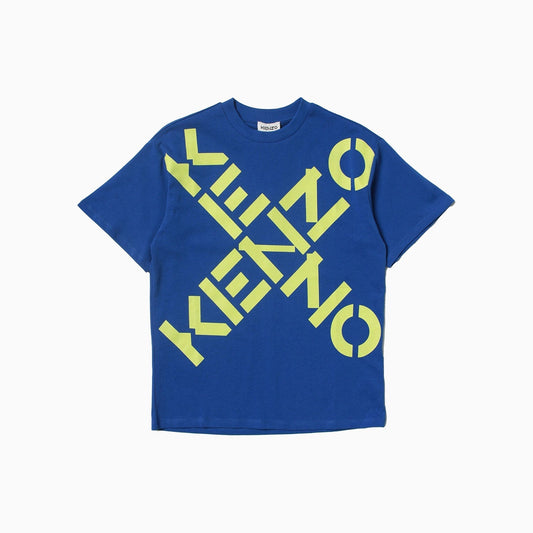 Kenzo Kid's Logo Printed T Shirt - Color: Blue - Kids Premium Clothing -
