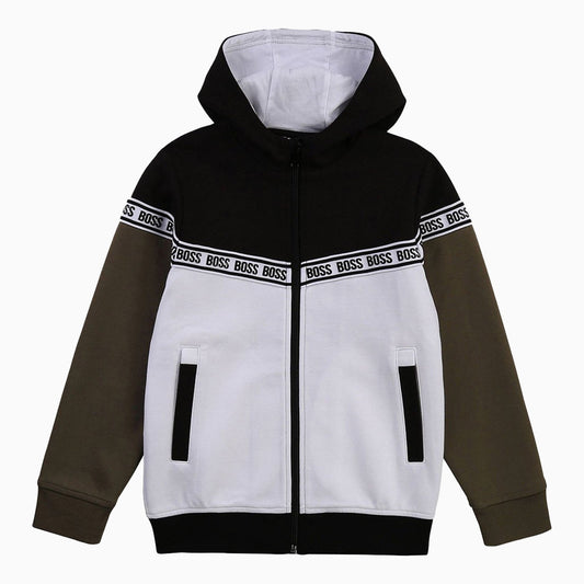 Hugo Boss Kid's Block Logo Braid Tracksuit - Color: Black - Kids Premium Clothing -