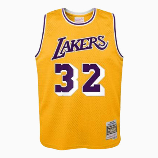 Mitchell And Ness Kid's Swingman Magic Johnson Los Angeles Lakers 1984-85 Jersey - Color: Gold - Kids Premium Clothing -