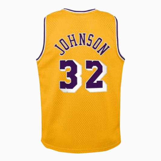 Mitchell And Ness Kid's Swingman Magic Johnson Los Angeles Lakers 1984-85 Jersey - Color: Gold - Kids Premium Clothing -