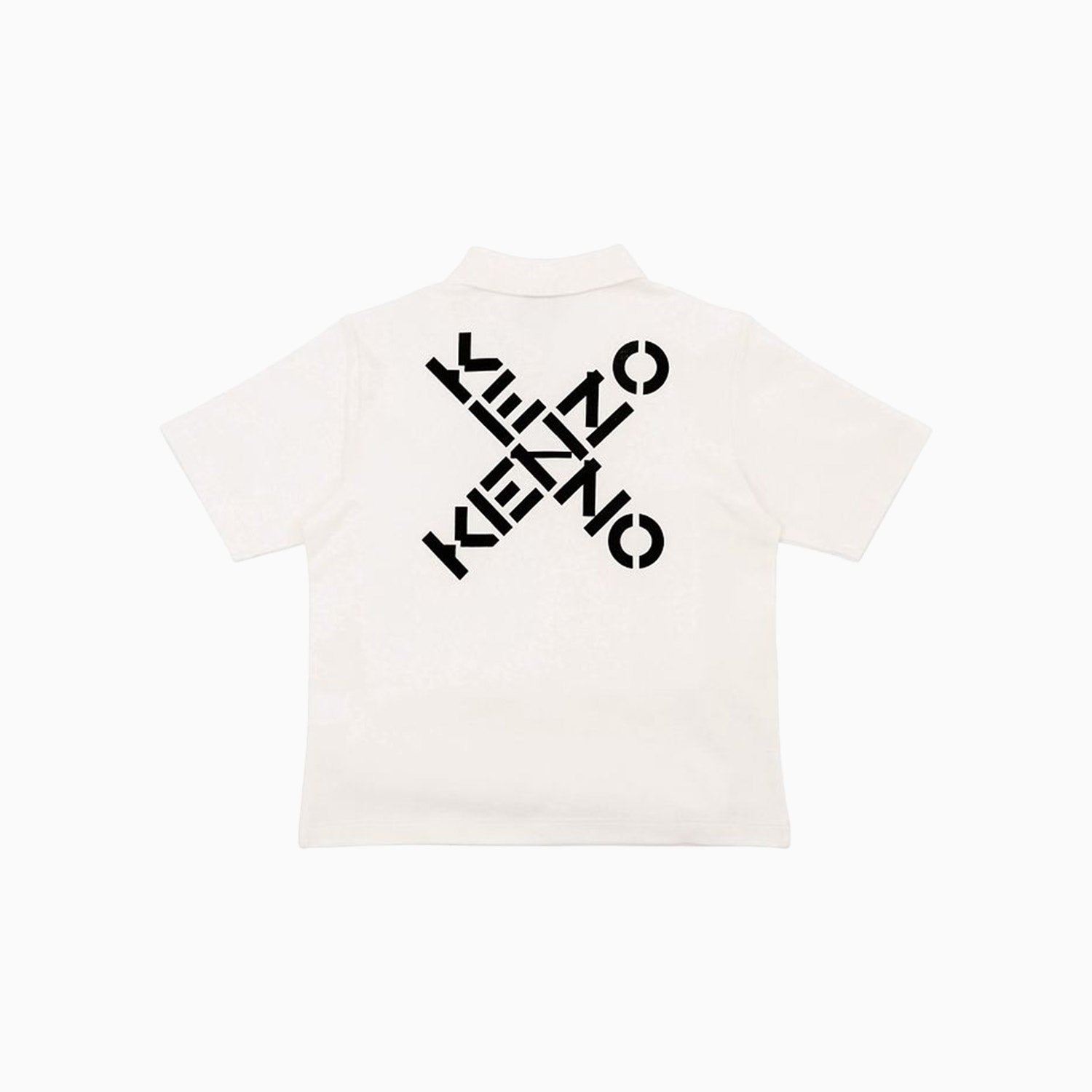Kenzo Kid's Cross Logo Short Sleeve Polo Shirt - Color: Off White - Kids Premium Clothing -