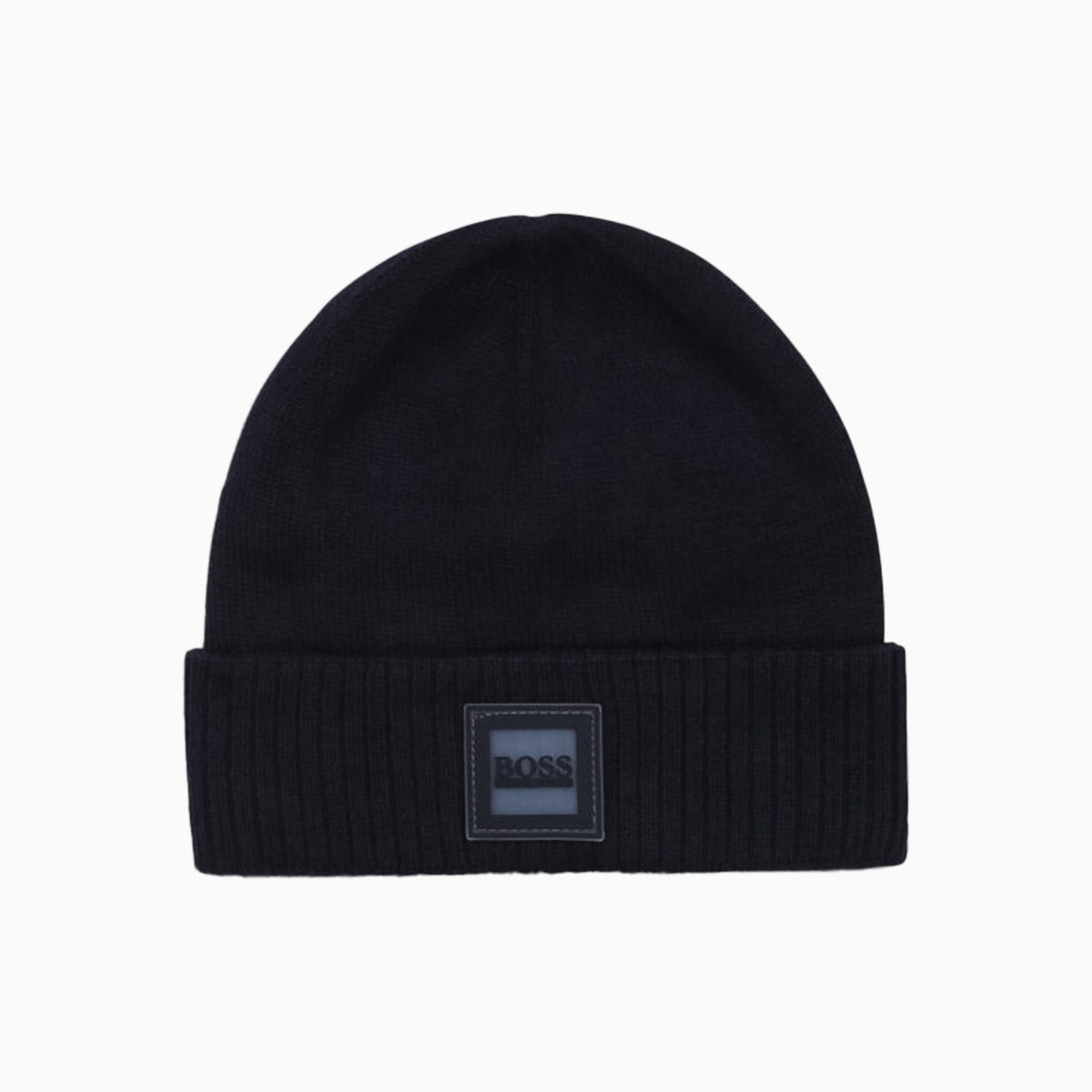 Hugo Boss Kid's Logo Badge Beanie - Color: Navy Blue - Kids Premium Clothing -