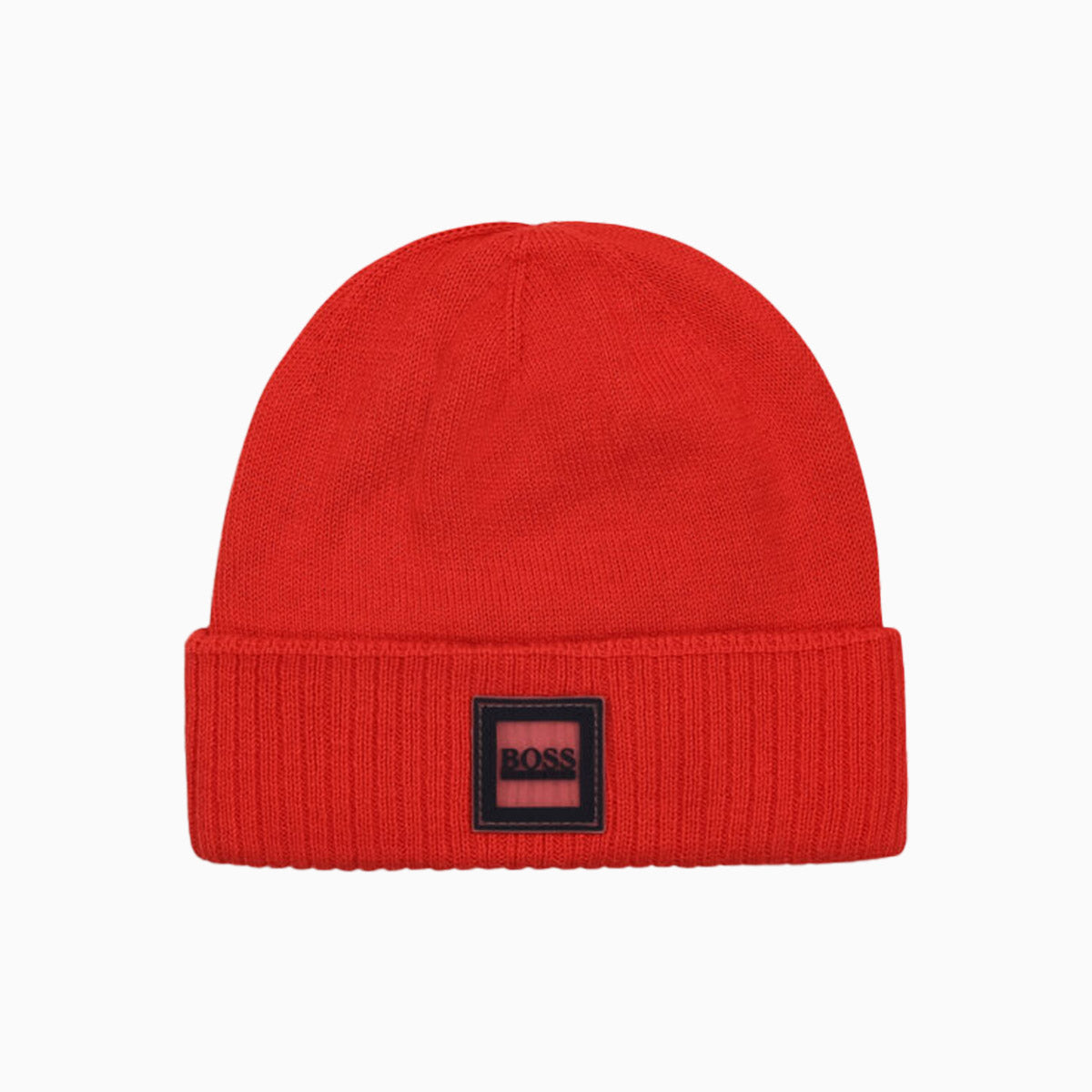 Hugo Boss Kid's Logo Badge Beanie - Color: Red - Kids Premium Clothing -