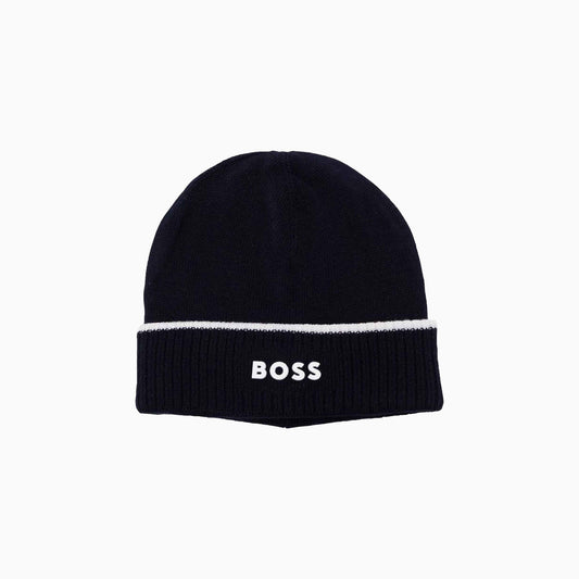 Hugo Boss Kid's Pull On Hat - Color: Navy - Kids Premium Clothing -
