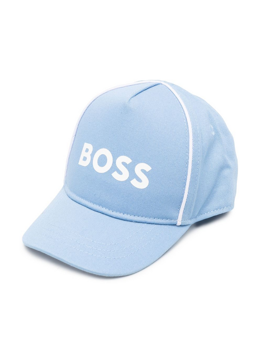 Hugo Boss Kid's Baseball Logo Fitted Cap - Color: Pale Blue - Kids Premium Clothing -