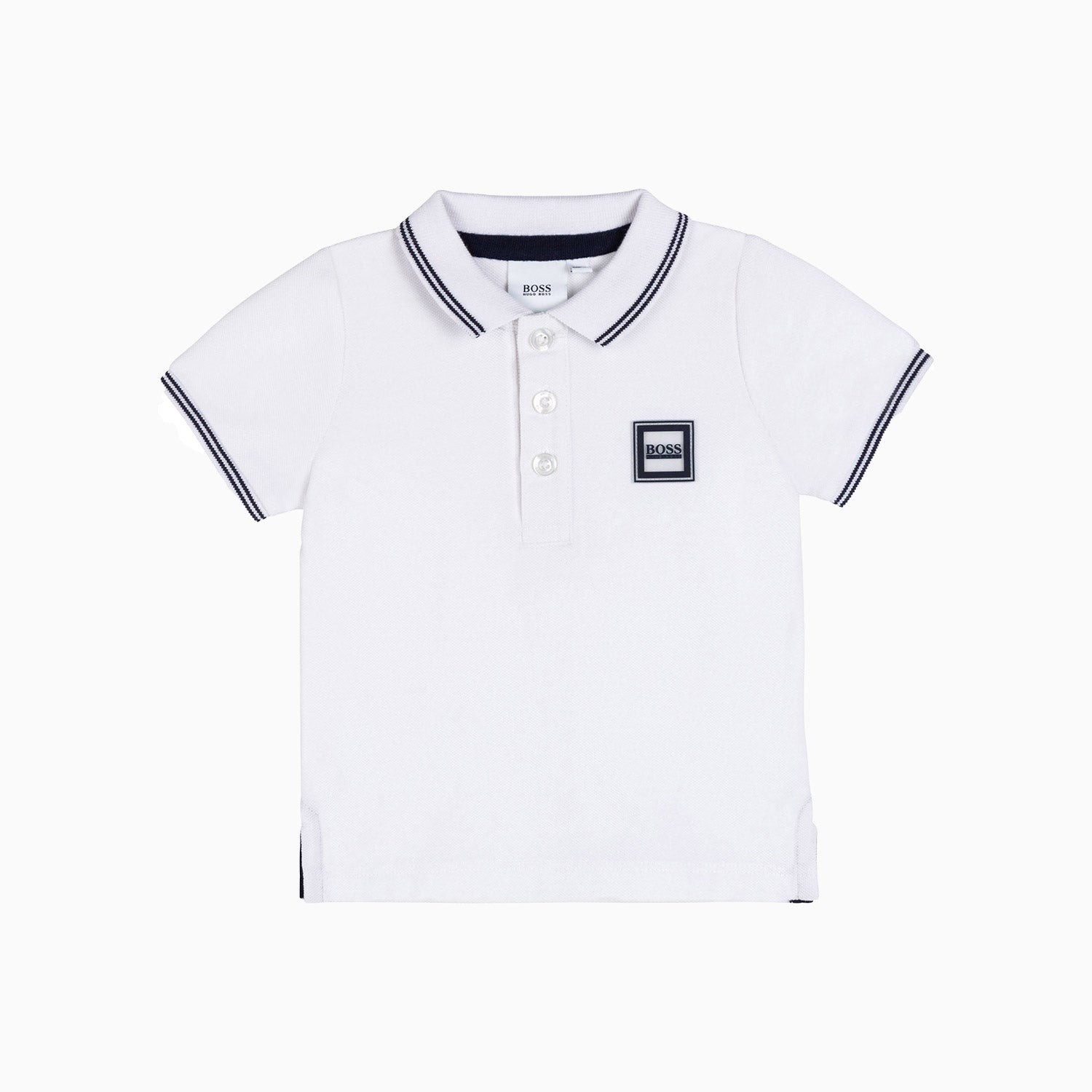 Hugo Boss Kid's Boss Logo Badge Polo Shirt - Color: White - Kids Premium Clothing -