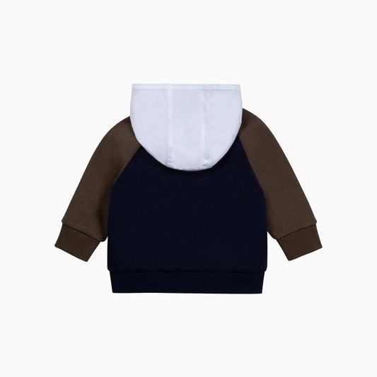 Hugo Boss Kid's Zip Hooded Sweat Cardigan Outfit - Color: Navy Blue - Kids Premium Clothing -