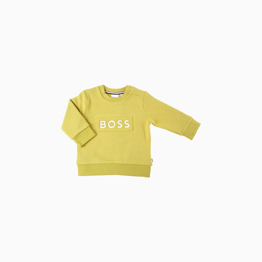 Hugo Boss Kid's Embossed Logo Sweatshirt - Color: Lime - Kids Premium Clothing -