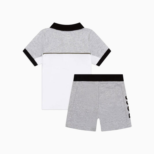 Hugo Boss Kid's Polo Outfit - Color: China Grey, Navy - Kids Premium Clothing -