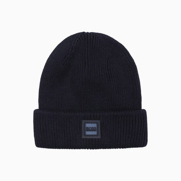 Hugo Boss Kid's Knit Rib Beanie - Color: Navy Blue - Kids Premium Clothing -