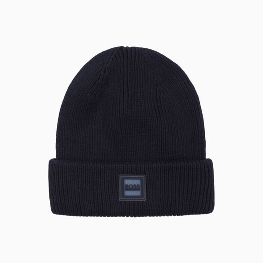 Hugo Boss Kid's Knit Rib Beanie - Color: Navy Blue - Kids Premium Clothing -
