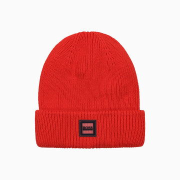 Hugo Boss Kid's Knit Rib Beanie - Color: Red - Kids Premium Clothing -