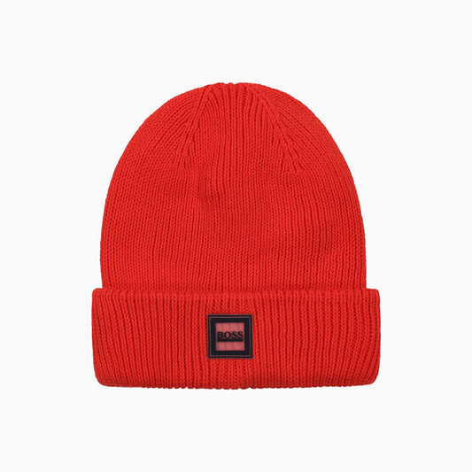 Hugo Boss Kid's Knit Rib Beanie - Color: Red - Kids Premium Clothing -