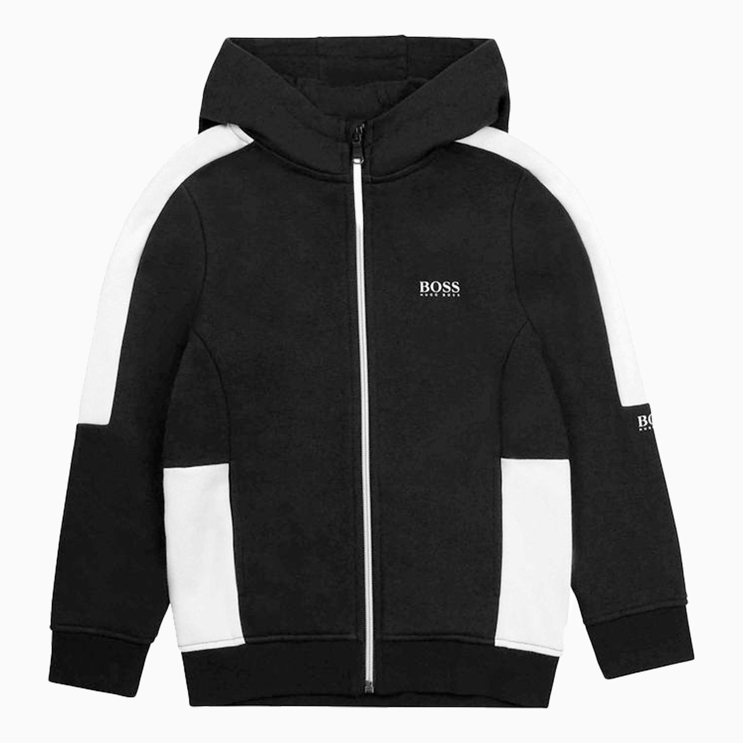 Hugo Boss Kid's Zipper Hoodie - Color: Black - Kids Premium Clothing -
