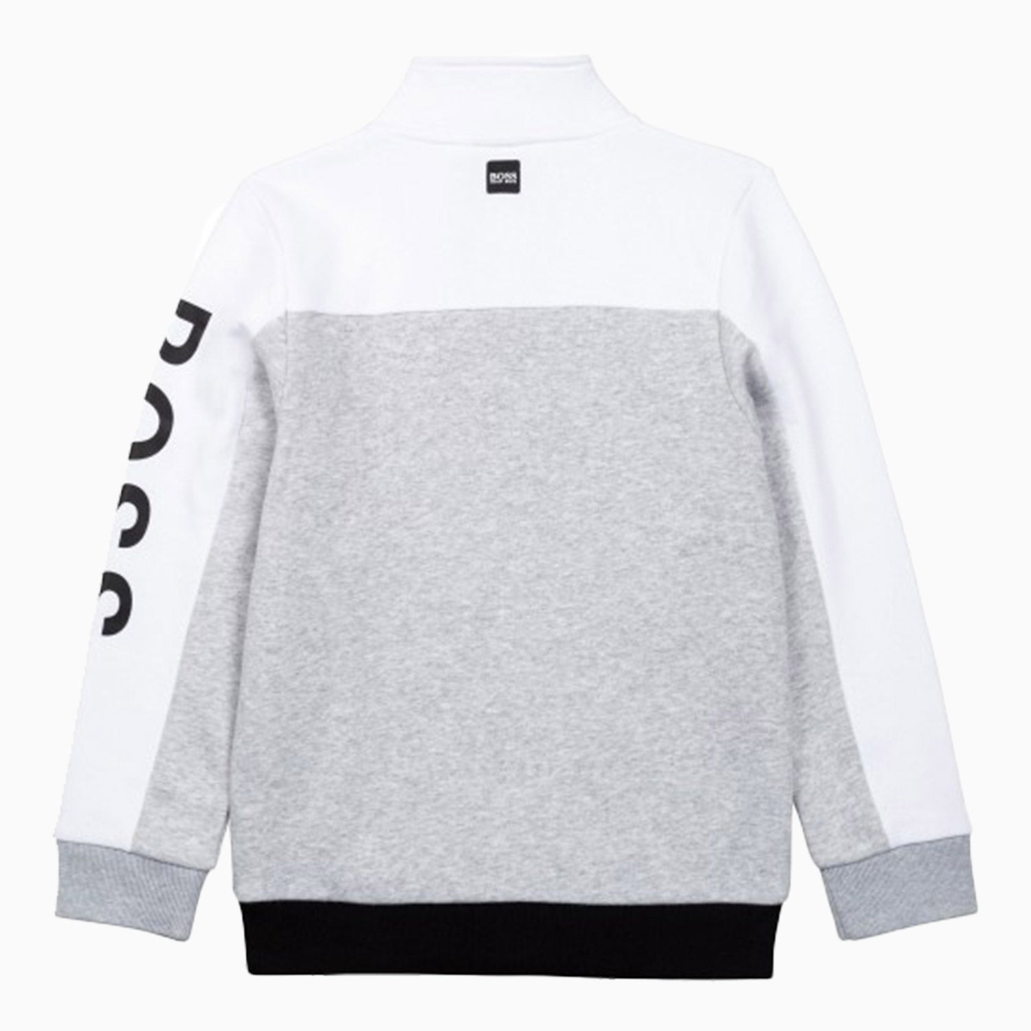 Hugo Boss Kid's Track Cardigan Logo On Sleeve - Color: Chine Grey - Kids Premium Clothing -
