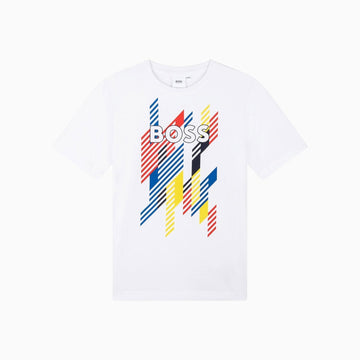 Hugo Boss Kid's Jersey T Shirt - Color: White - Kids Premium Clothing -
