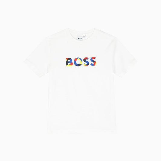 Hugo Boss Kid's Jersey T Shirt - Color: White - Kids Premium Clothing -