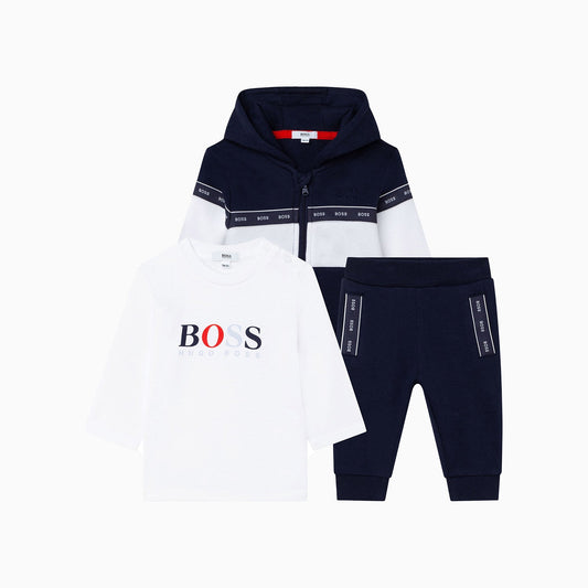 Hugo Boss Kid's T Shirt Pant Cardigan Outfit Infants - Color: Navy Blue - Kids Premium Clothing -