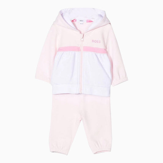 Hugo Boss Kid's Elastane French Terry Hooded Tracksuit Toddlers - Color: Pinkpale - Kids Premium Clothing -