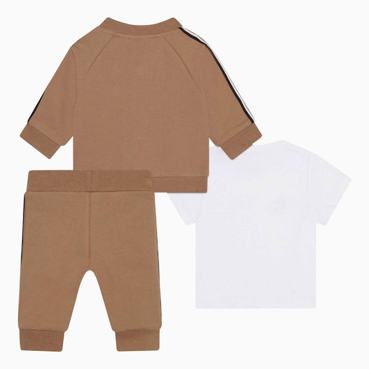 Hugo Boss Kid's 3 Pc Logo Print Tracksuit Set Infants - Color: Stone - Kids Premium Clothing -