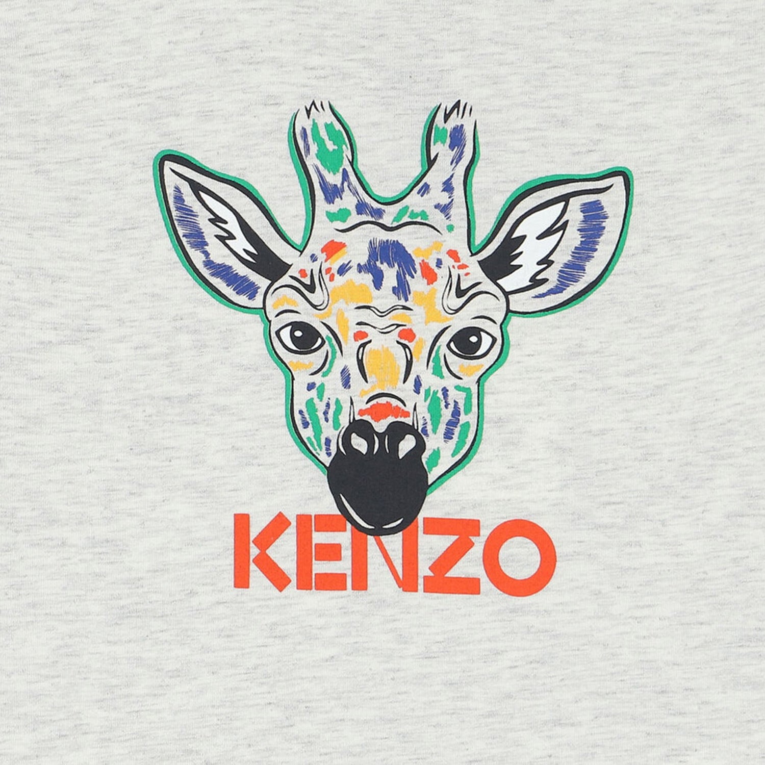 Kenzo Kid's Giraffe Short Sleeves T Shirt - Color: Grey Marl - Kids Premium Clothing -