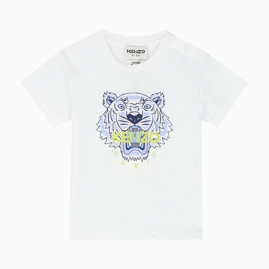 Kenzo Kid's Tiger Short Sleeves T Shirt - Color: White - Kids Premium Clothing -