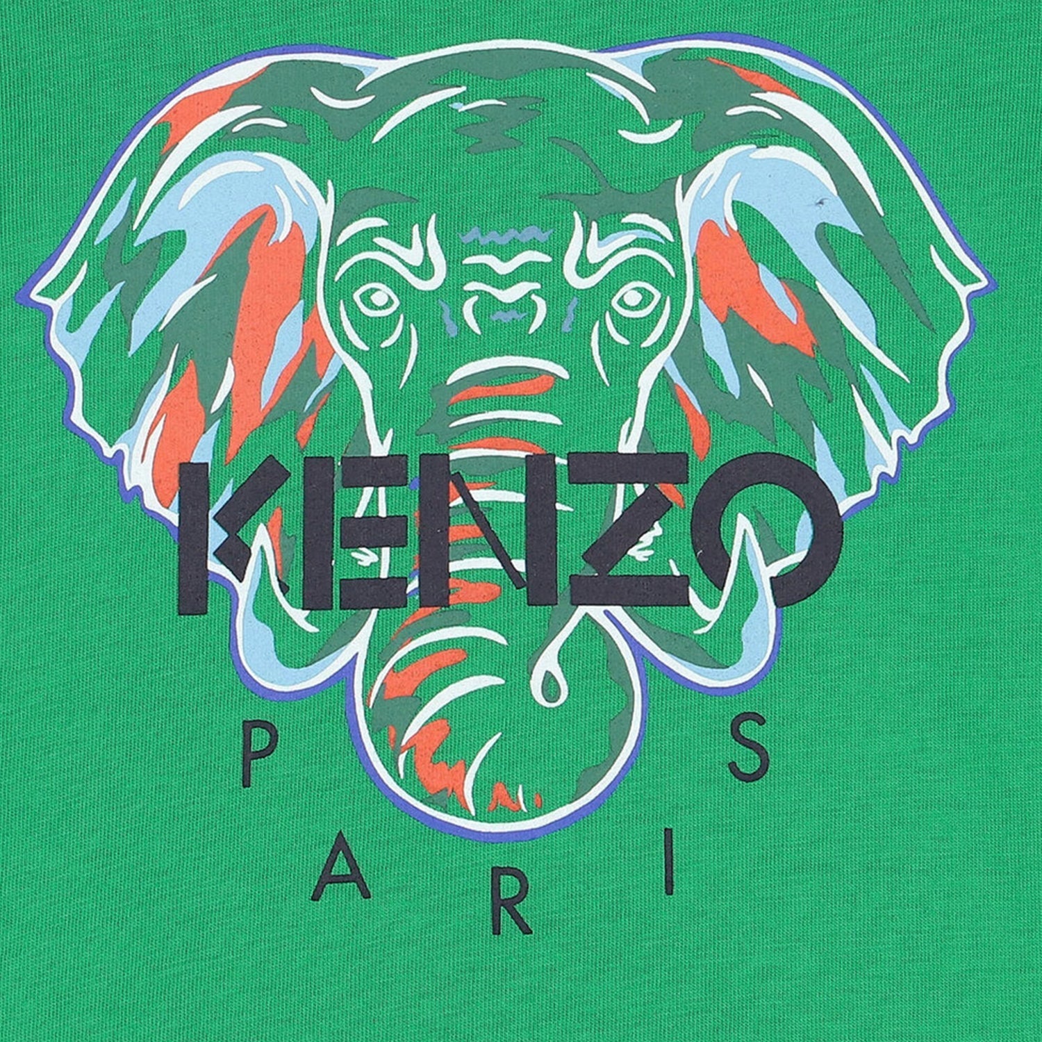 Kenzo Kid's Elephant Short Sleeves T Shirt - Color: Green - Kids Premium Clothing -