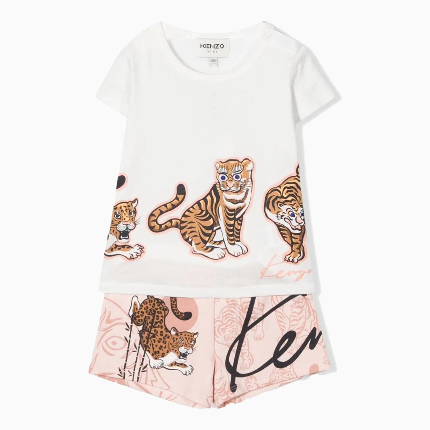 Kenzo Kid's Tiger Print Outfit Toddlers - Color: Rose Pink - Kids Premium Clothing -