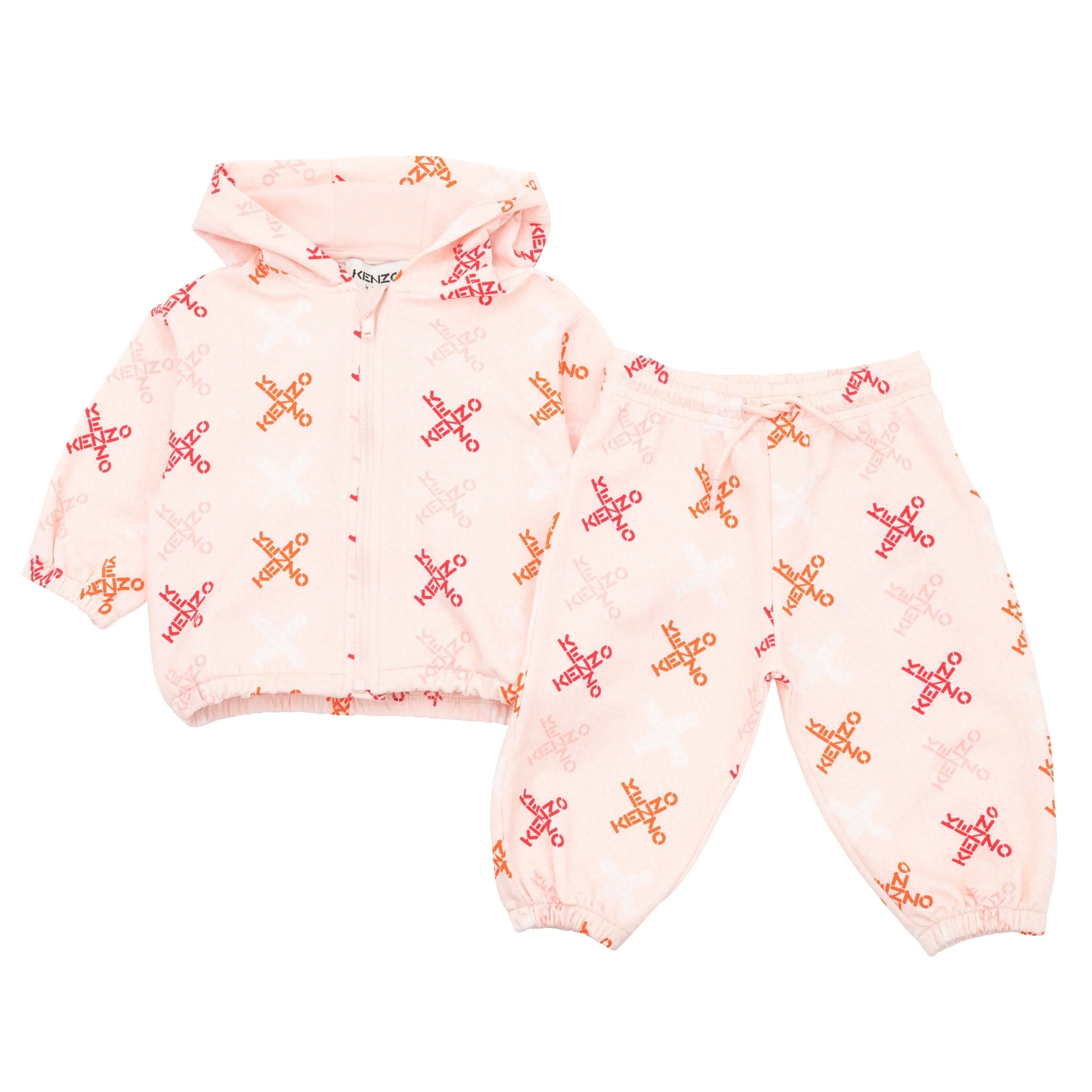 Kenzo Kid's Cross Logo Print Trackuit - Color: Pink - Kids Premium Clothing -