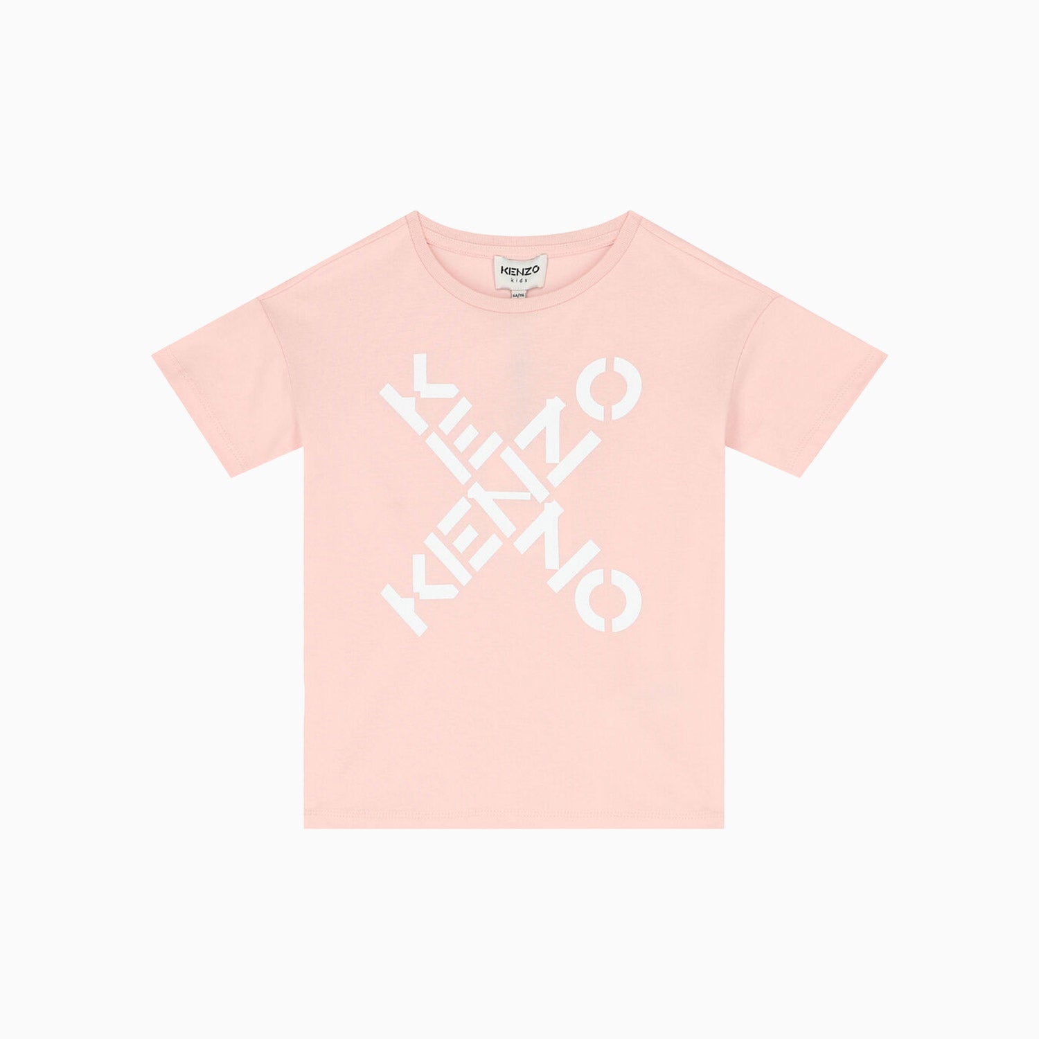 Kenzo Kid's Cross Logo Short Sleeves T Shirt - Color: Pink - Kids Premium Clothing -