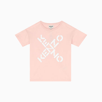 Kenzo Kid's Cross Logo Short Sleeves T Shirt - Color: Pink - Kids Premium Clothing -