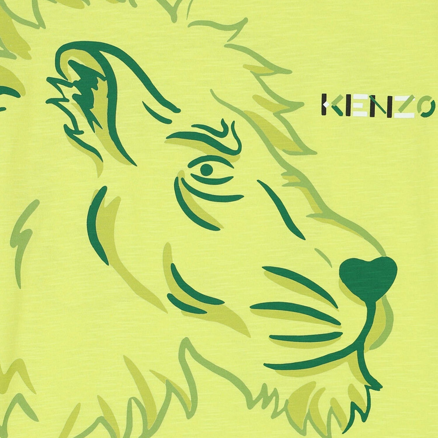 Kenzo Kid's Tiger Logo Short Sleeves T Shirt - Color: Lemon - Kids Premium Clothing -