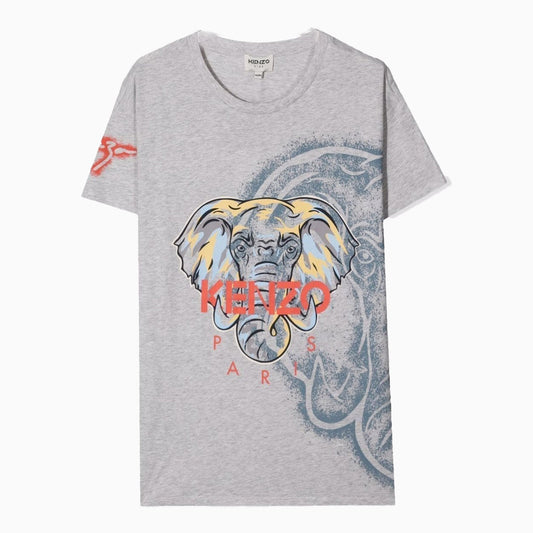 Kenzo Kid's Logo Print T Shirt - Color: Gris Clair Chine - Kids Premium Clothing -