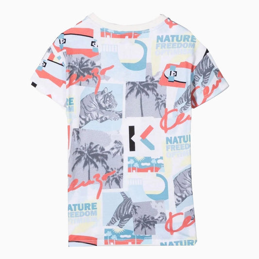 Kenzo Kid's Freedom Graphic T Shirt - Color: Off White - Kids Premium Clothing -