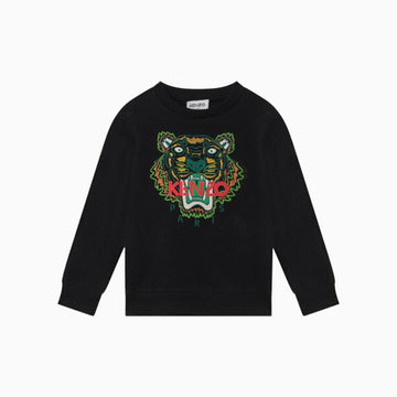 Kenzo Kid's Tiger Long Sleeves Sweatshirt - Color: Black - Kids Premium Clothing -