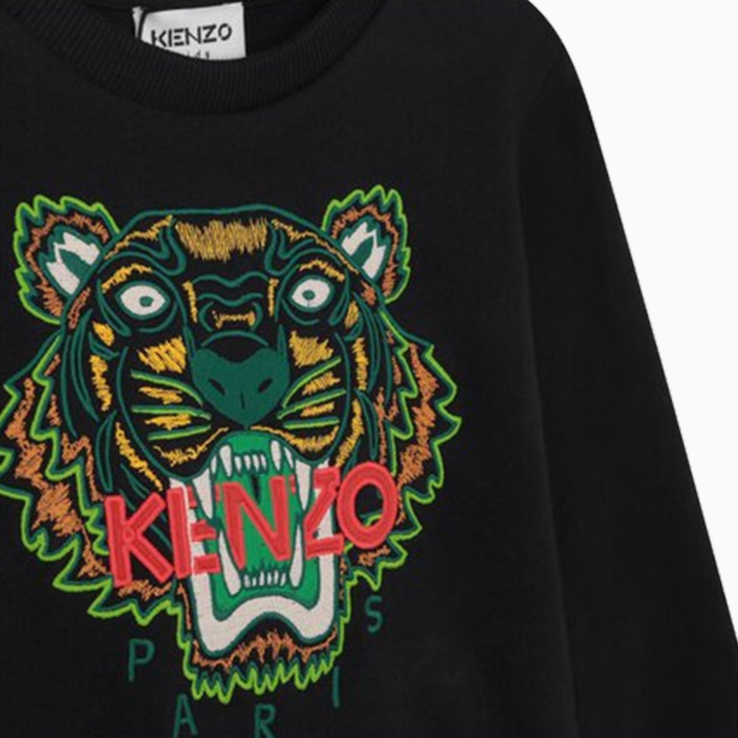 Kenzo Kid's Tiger Long Sleeves Sweatshirt - Color: Black - Kids Premium Clothing -