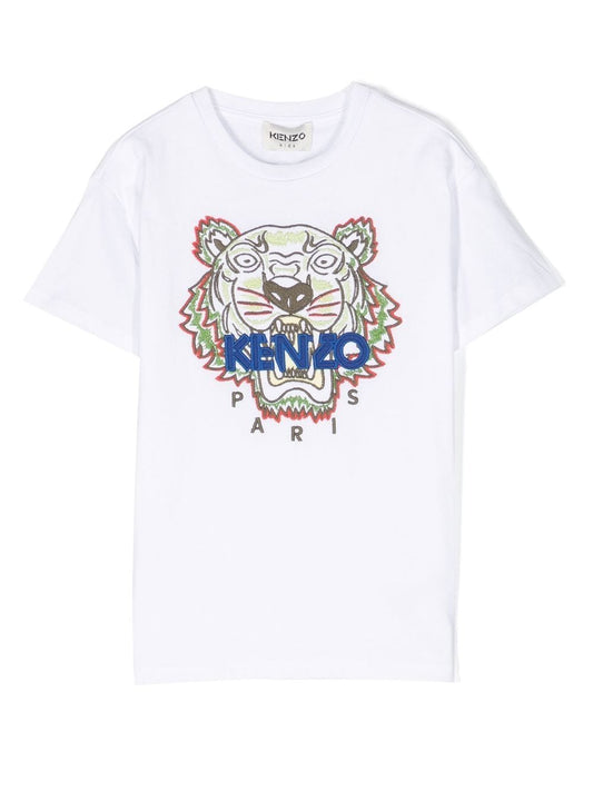Kenzo Kid's Tiger Tee Short Sleeves T Shirt - Color: White - Kids Premium Clothing -