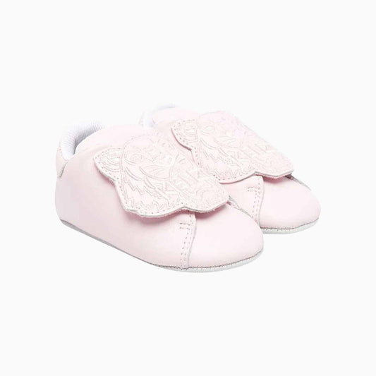 Kenzo Kid's Tiger Head Motif Pre Walkers - Color: Pale Pink - Kids Premium Clothing -