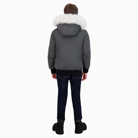 MOOSE KNUCKLES Kid's Bomber Jacket - Color: Granite/Natural Fox Fur, Army Natural, Navy Natural, Black/Natural Fox, Deep Red/Natural - Kids Premium Clothing -