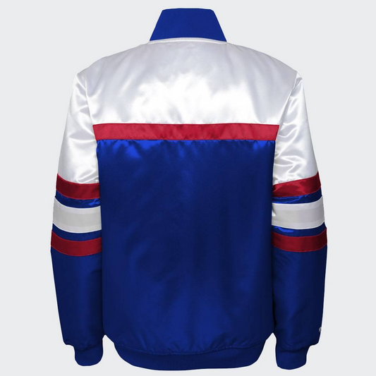 Mitchell & Ness Kid's Heavy Weight Satin MLB Jacket - Color: Red Blue Silver - Kids Premium Clothing -