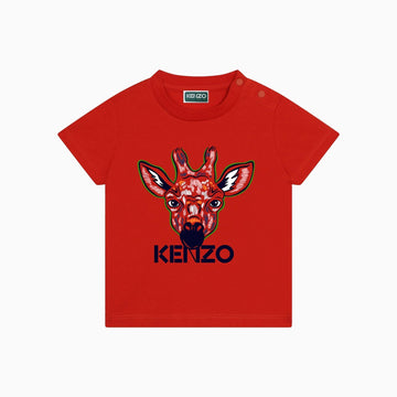 Kenzo Kid's Short Sleeves Organic Cotton T-Shirt - Color: Poppy - Kids Premium Clothing -