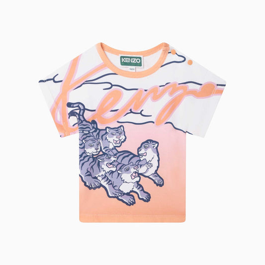 Kenzo Kid's Short Sleeves Cotton Jersey T-Shirt - Color: Gold Yellow - Kids Premium Clothing -