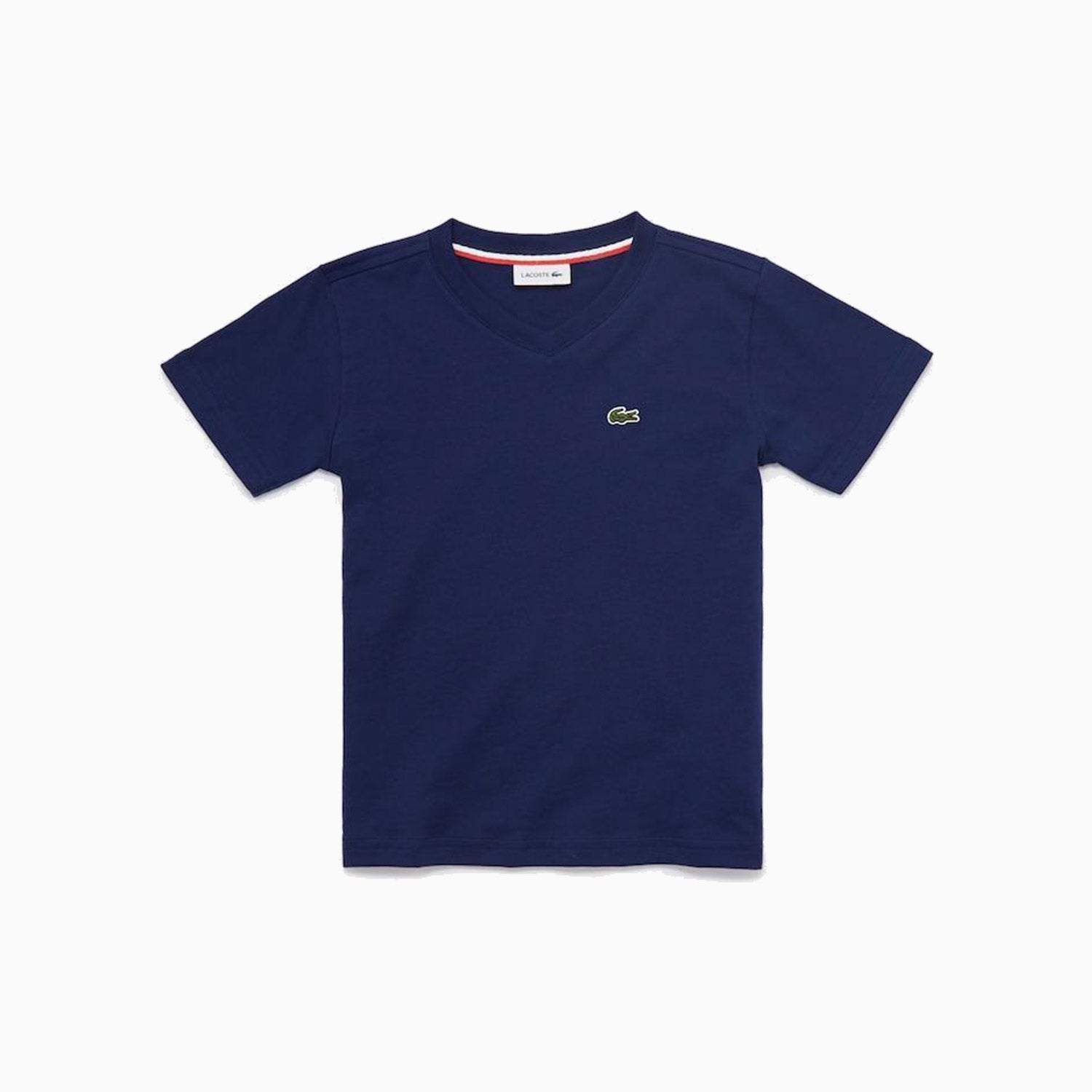 Lacoste | Kid's Cotton V Neck T Shirt - Color: BLUE - Kids Premium Clothing -